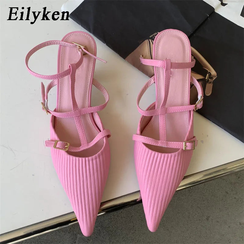 Stiletto Heel Pumps with Perfect Fit--Women Pumps Shoes Fashion Pleated Pointed Toe Ladies Elegant Slingback-Fashionable & Classic