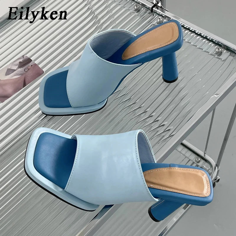 Summer Women Slipper Fashion Platform Square Toe High Heel Ladies---Durable Square Toe Block Heels for Everyday Use