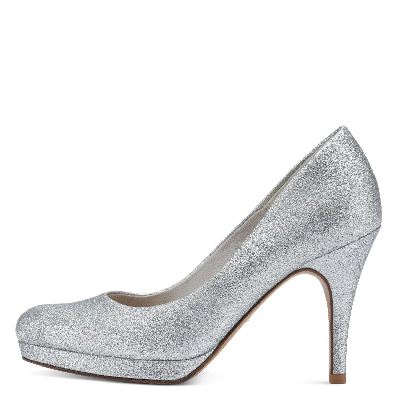 Stylish Platform Heels for Extra Height--Electrifying Silver Glamour Heel with a Platform