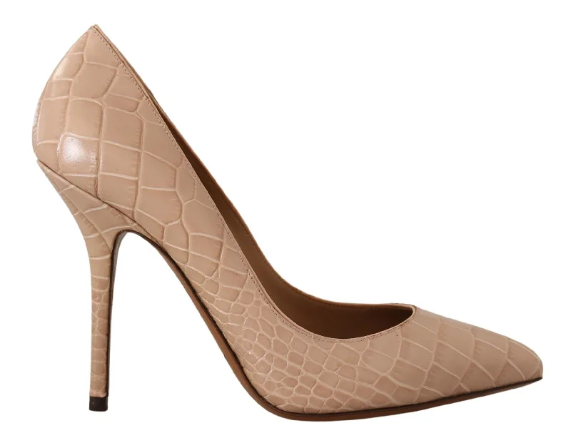 Stiletto Heel Pumps with Perfect Fit--Elegant Beige Nude Leather Pumps-Fashionable & Classic