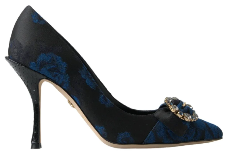 Elegant Blue Crystal Embellished Pumps---Chic Embellished Pumps for a Glamorous Look