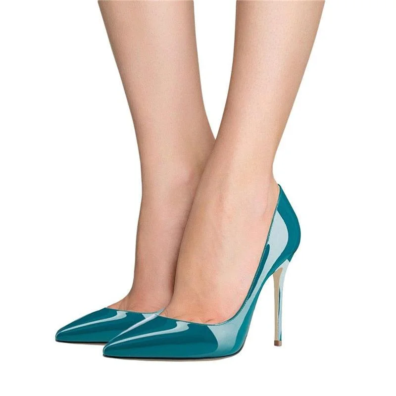 Sleek and Shiny Patent Pump Heels for a Polished Look--Elegant Dark Green Teal Patent Leather Pumps