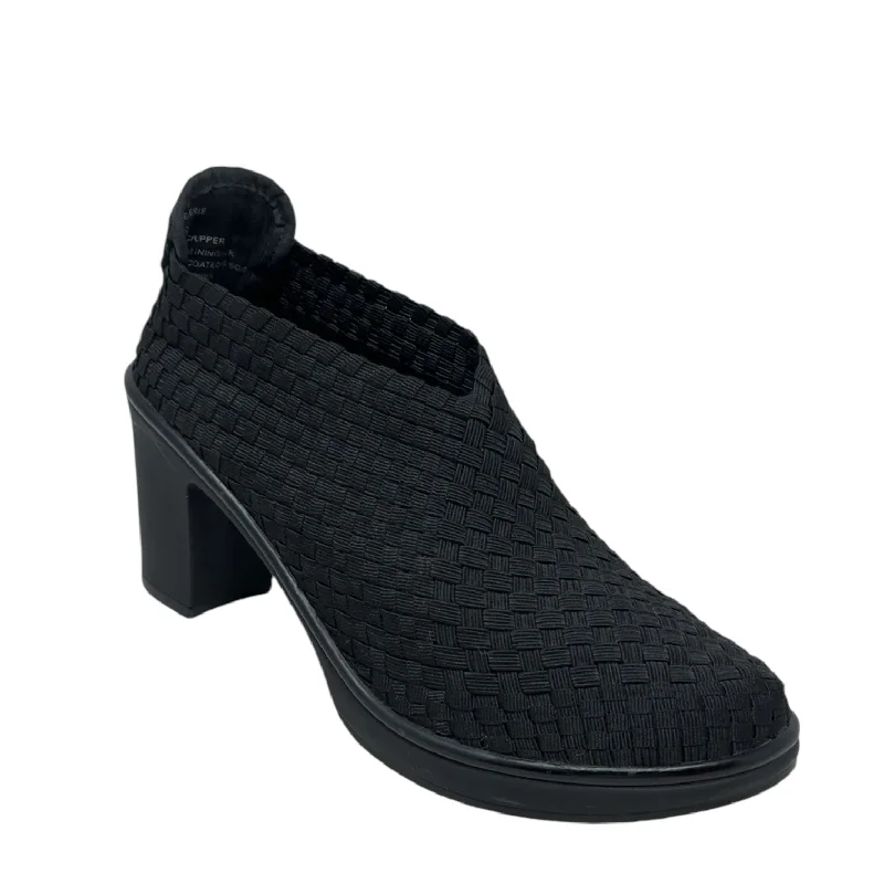 Elizah Woven Round Toe Pumps By Steve Madden In Black, Size: 8---Fashionable Kitten Heels for Date Night