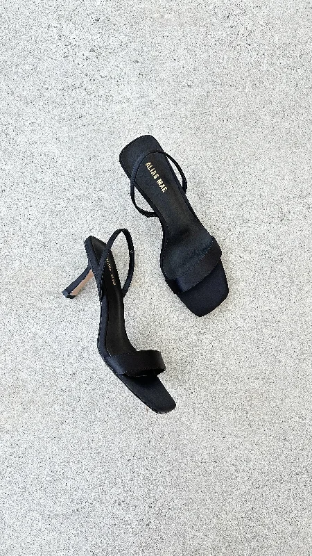 Emerson Heel - Black SatinAffordable Satin Heels with a Luxe Touch