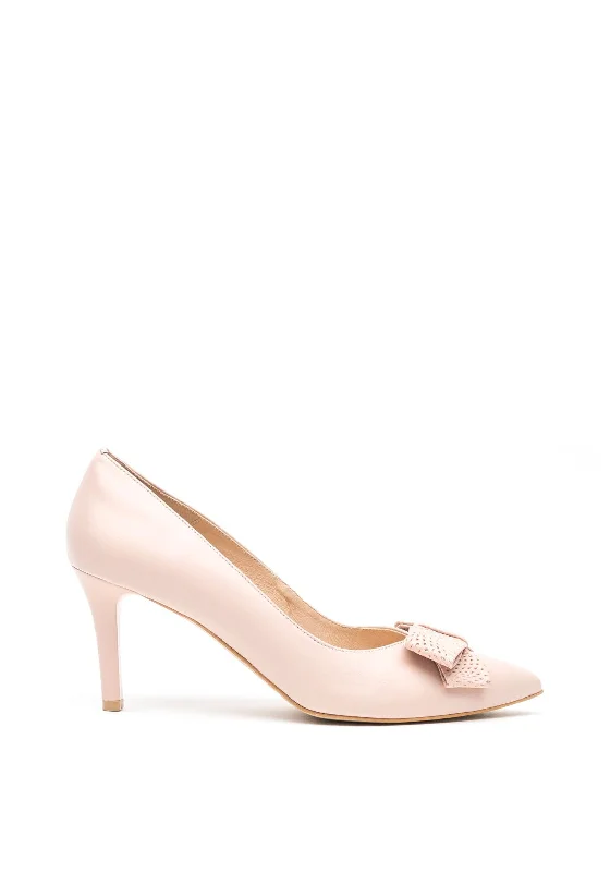 Sleek and Shiny Patent Pump Heels for a Polished Look--Emis Leather Patent Bow Pointed Toe Court Shoes, Pearl Pink