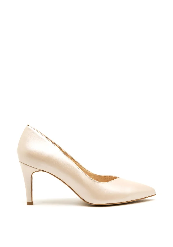 Stiletto Heel Pumps with Perfect Fit--Emis Leather Pointed Toe Court Shoes, Pearl-Fashionable & Classic