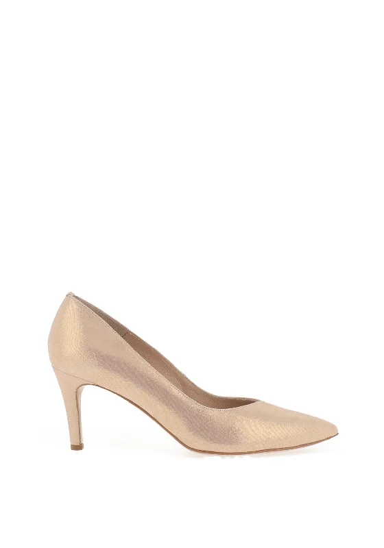 Versatile Heeled Sandals for Any Occasion---Emis Shimmer Streak Heel Court Shoes, Gold