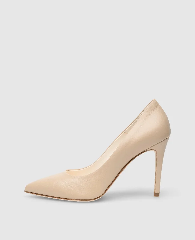 Stiletto Heel Pumps with Perfect Fit--Emma P90 - Beige-Fashionable & Classic