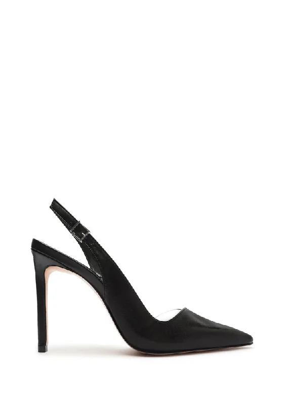 Stiletto Heel Pumps with Perfect Fit--Emma Slingback Heel - Black-Fashionable & Classic