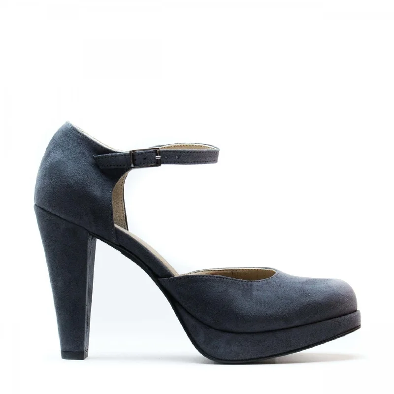 'Erica' women's vegan high heels mary-janes by NAE - charcoal---Fashionable Kitten Heels for Date Night