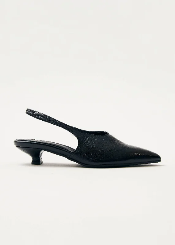 Eros Black Leather Pumps---Comfortable Leather Pumps for Office and Everyday Wear