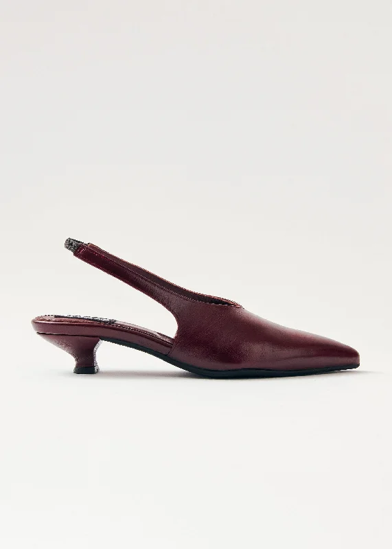 Eros Burgundy Leather Pumps---Comfortable Leather Pumps for Office and Everyday Wear