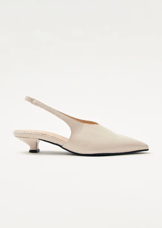 Eros Cream Leather Pumps---Comfortable Leather Pumps for Office and Everyday Wear