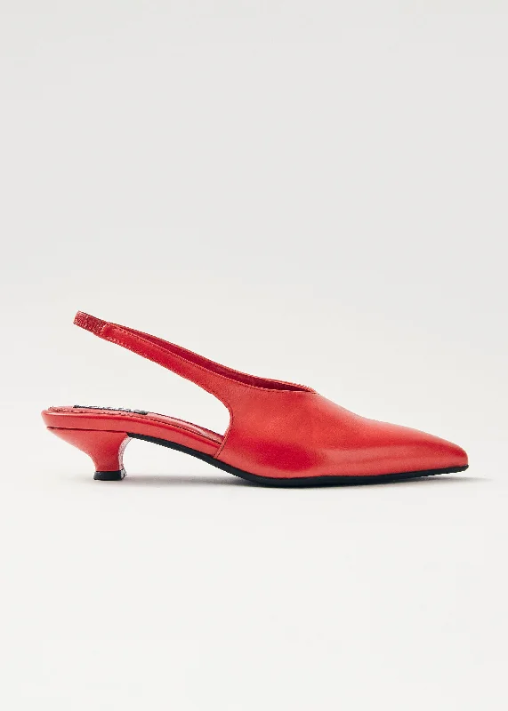 Eros Red Leather Pumps---Comfortable Leather Pumps for Office and Everyday Wear