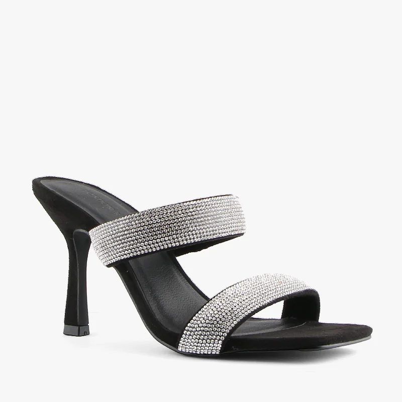 Versatile Heeled Sandals for Any Occasion---ERYN BLACK/SILVER