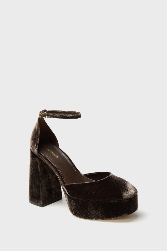 Luxurious Velvet Women's Pumps with Soft Finish---Espresso Velvet Ari Pump