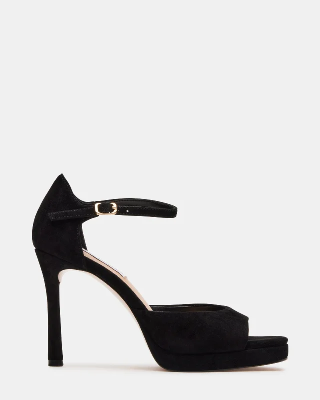 Affordable Suede Ankle Pumps for All-Day Wear--ESTER BLACK SUEDE