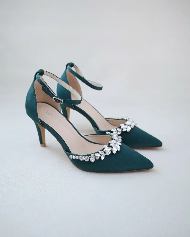 Affordable Rhinestone Pumps for a Dazzling Look---Evening Heels with Marquise Rhinestones