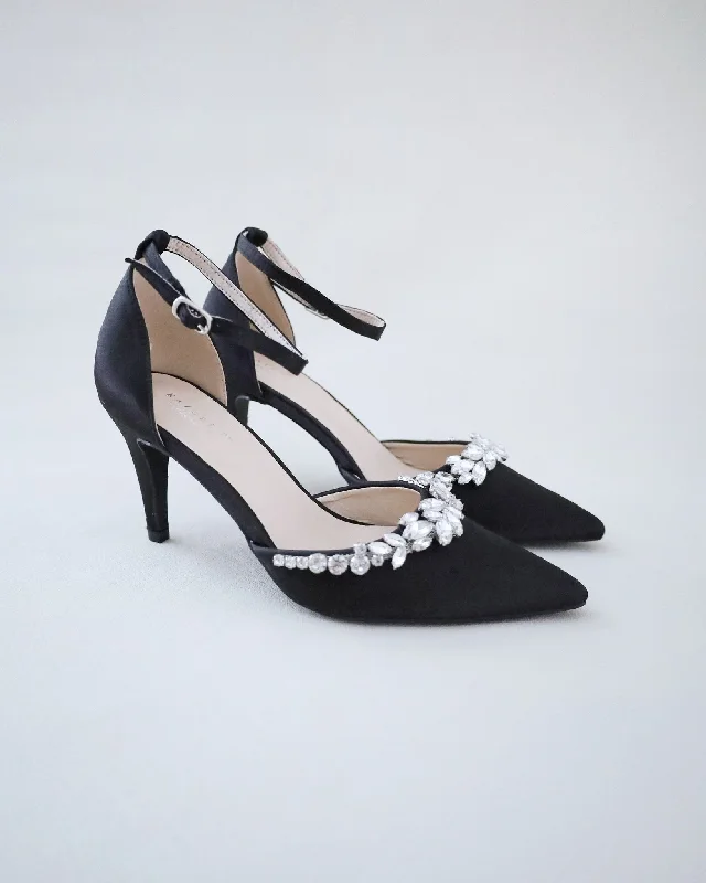 Affordable Rhinestone Pumps for a Dazzling Look---Evening Heels with Marquise Rhinestones