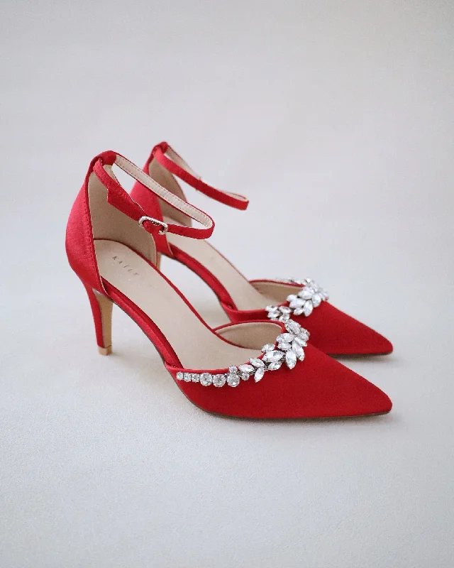 Affordable Rhinestone Pumps for a Dazzling Look---Evening Heels with Marquise Rhinestones