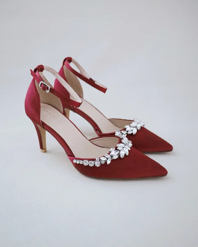 Affordable Rhinestone Pumps for a Dazzling Look---Evening Heels with Marquise Rhinestones