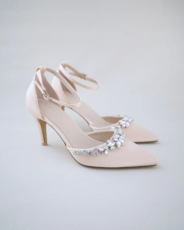 Affordable Rhinestone Pumps for a Dazzling Look---Evening Heels with Marquise Rhinestones