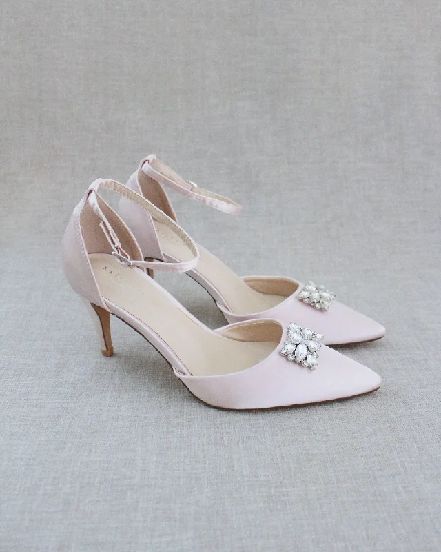 Evening Heels with Rectangular Brooch---Elegant Evening Heels for Weddings and Parties