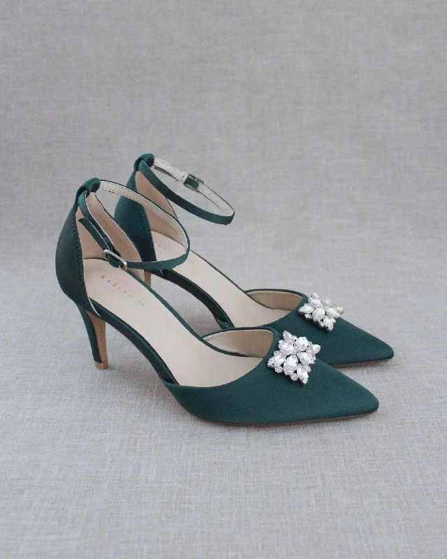 Evening Heels with Rectangular Brooch---Elegant Evening Heels for Weddings and Parties