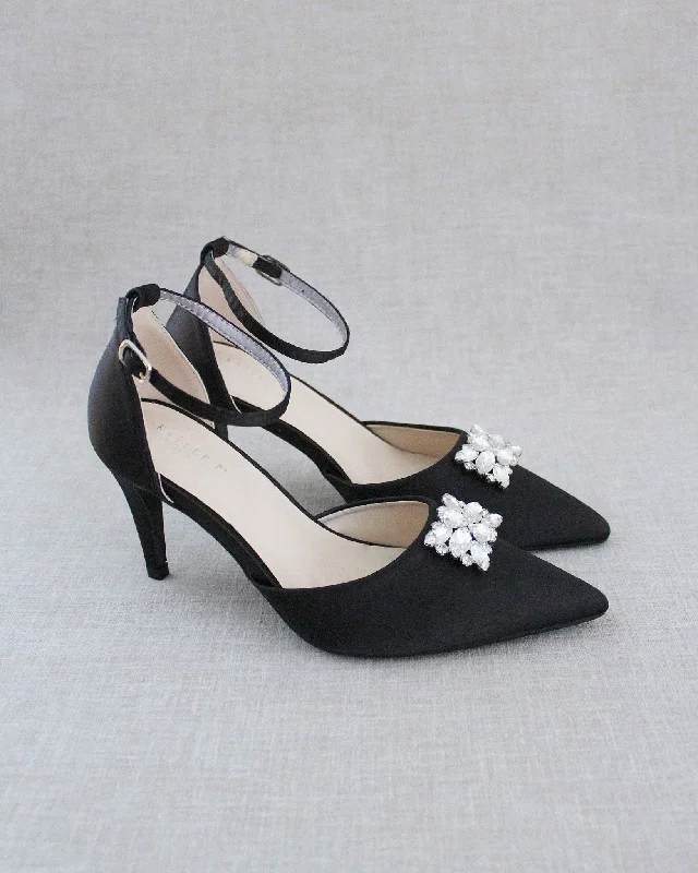 Evening Heels with Rectangular Brooch---Elegant Evening Heels for Weddings and Parties