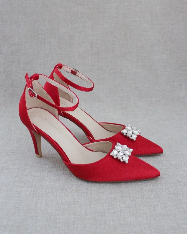 Evening Heels with Rectangular Brooch---Elegant Evening Heels for Weddings and Parties