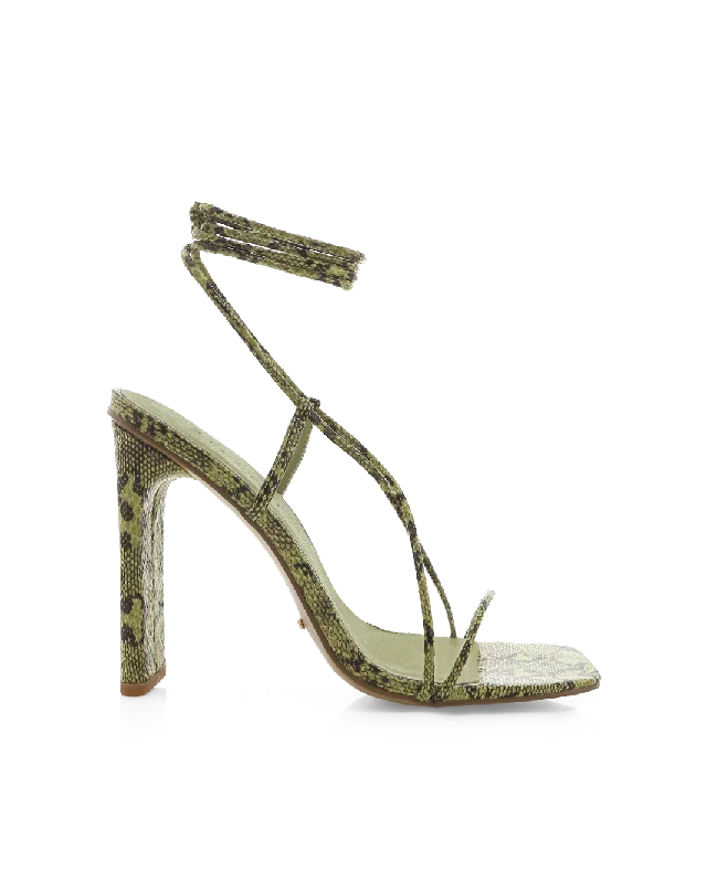 EVONA - MATCHA SNAKE---Fashionable Kitten Heels for Date Night