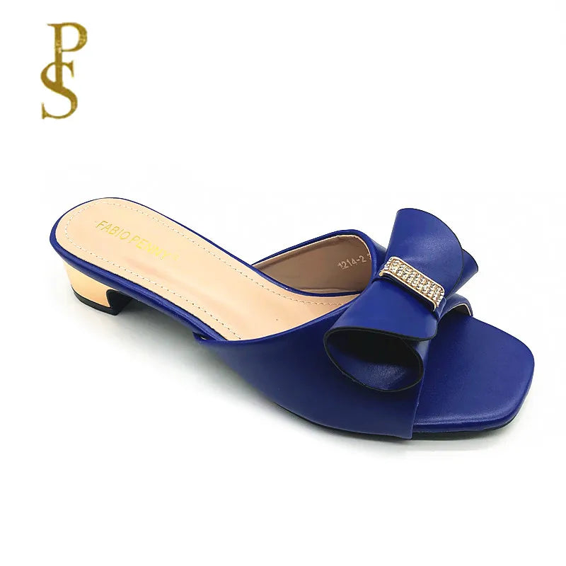 european ladies fashion elegant mature summer slippers low bow---Charming Bow Pumps for a Cute and Stylish Look