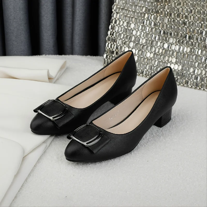 Versatile Dress Heels for Formal and Casual Wear---Fashion Ladies Chunky Heel Shoes Low Heel Pumps