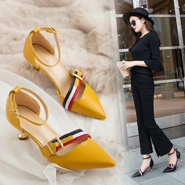 Versatile Dress Heels for Formal and Casual Wear---Fashion Pointed Shallow Mouth Buckle High Heels Sexy Comfortable shoes