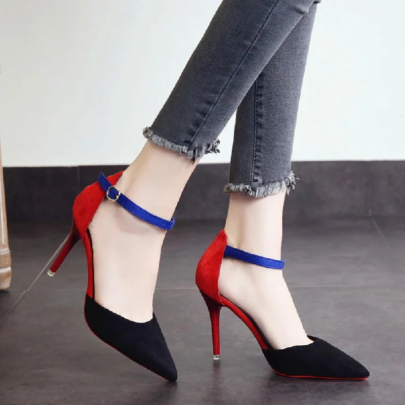 Stiletto Heel Pumps with Perfect Fit--Fashion Women Pointed Toe Pumps Mixed Colors Slip-On High Fine Heel Party Shoes-Fashionable & Classic