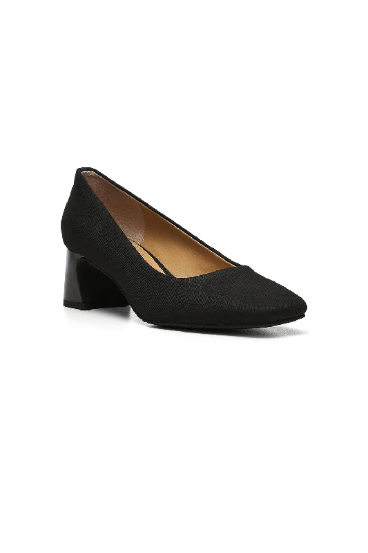 Versatile Heeled Sandals for Any Occasion---Fay Stretch Pumps - Black