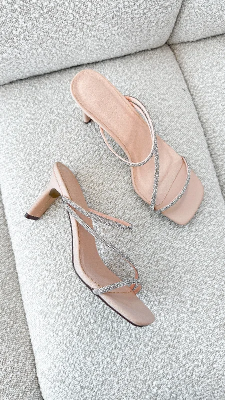 Stiletto Heel Pumps with Perfect Fit--Femi Heel - Nude Diamante-Fashionable & Classic