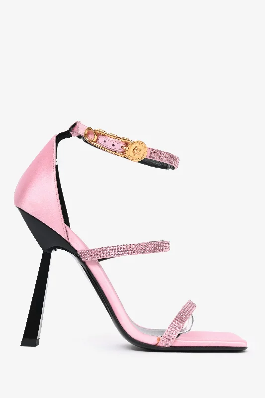 Fendace Pink Satin Embellished Strappy Heels Size 37---Affordable Strappy Platform Heels with Premium Quality