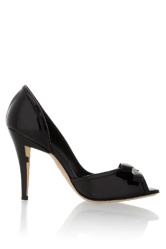 FENDI SPUNTATA Vernice Bow Peep Toe---Charming Bow Pumps for a Cute and Stylish Look