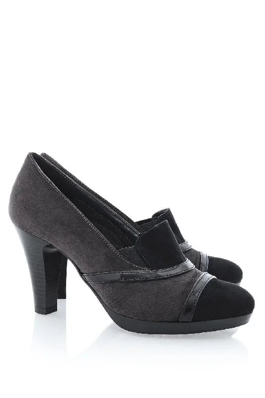 Affordable Suede Ankle Pumps for All-Day Wear--FIORELLA FIORELLA AMELIN Dark Gray Suede Heels