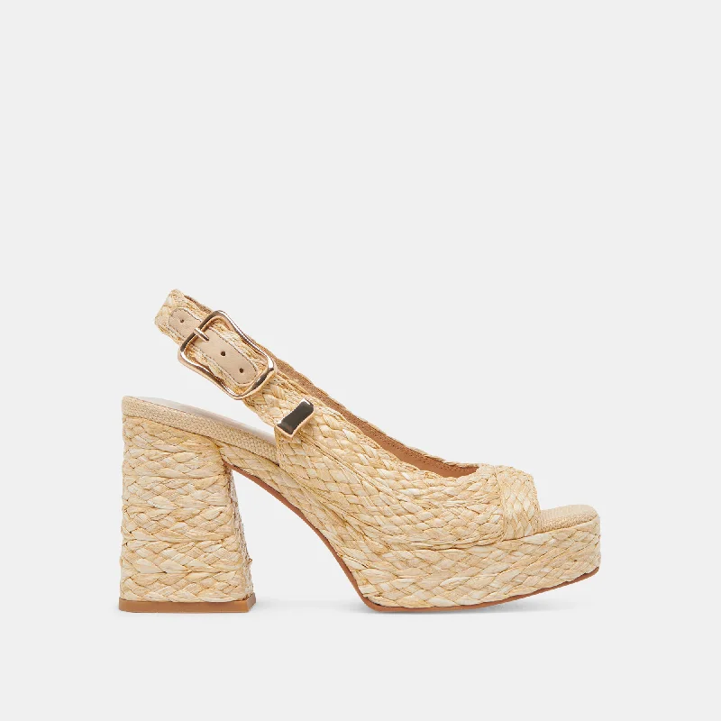 Stiletto Heel Pumps with Perfect Fit--FLORES HEELS NATURAL RAFFIA-Fashionable & Classic