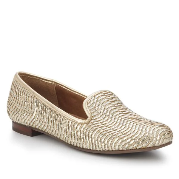 Foster Gold Woven Leather I Walking Cradle---Comfortable Leather Pumps for Office and Everyday Wear