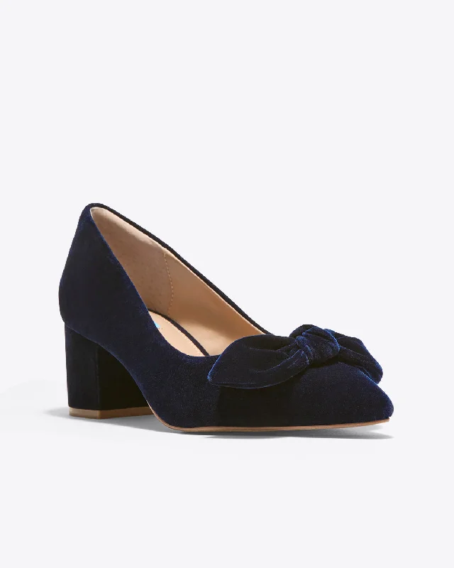 Luxurious Velvet Women's Pumps with Soft Finish---Frances in Navy Velvet