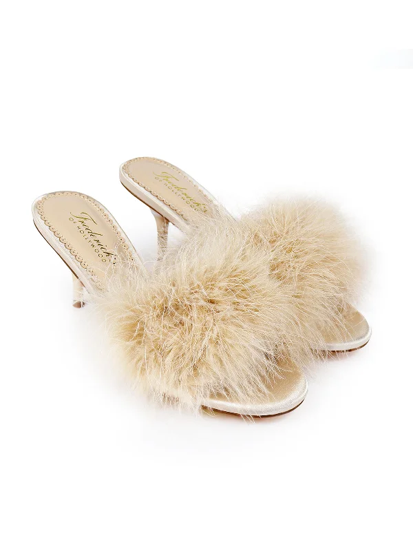 Luxor Feather Mule---Fashionable Kitten Heels for Date Night