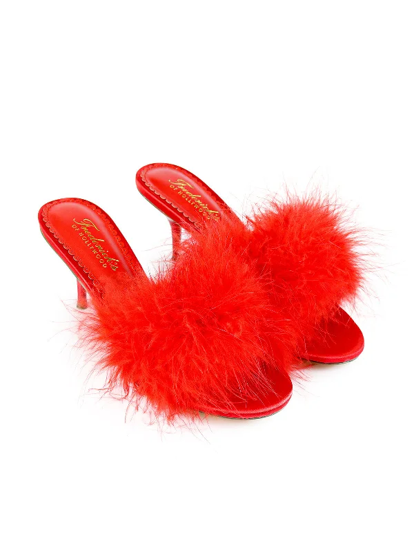 Luxor Feather Mule---Fashionable Kitten Heels for Date Night