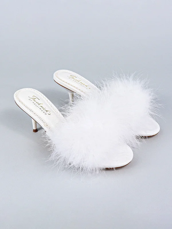 Luxor Feather Mule---Fashionable Kitten Heels for Date Night