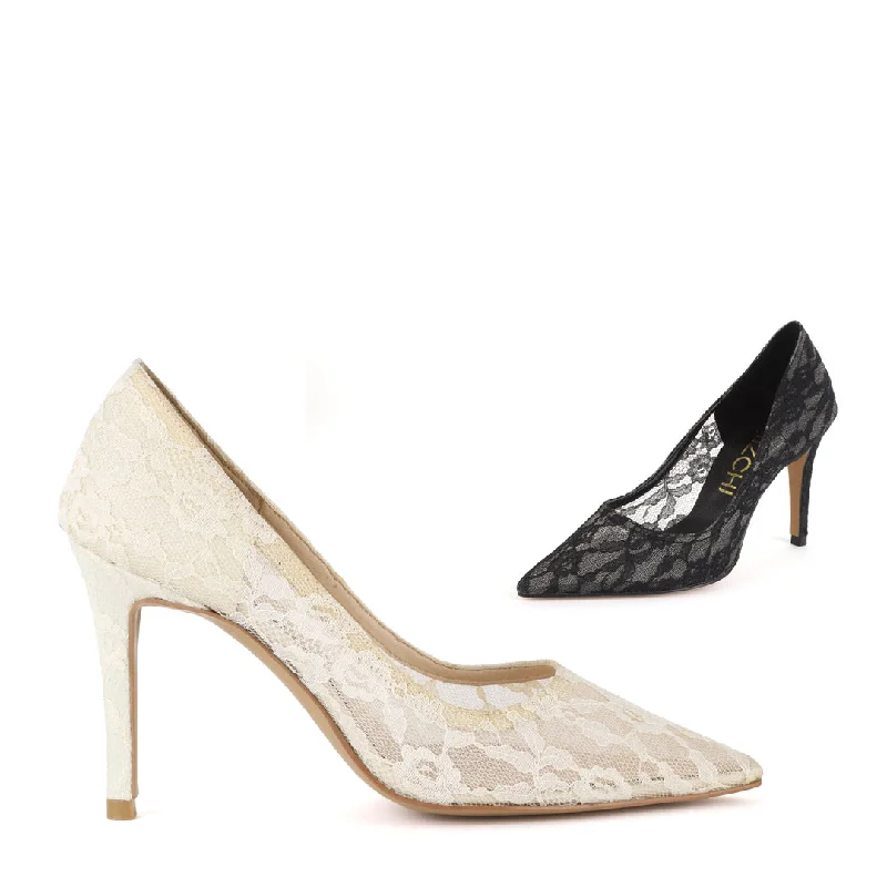 Stylish Lace Pumps for a Chic Look--FREE LOVE - lace fabric heel