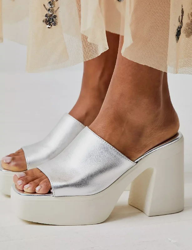 Stylish Platform Heels for Extra Height--Zoe Platform, Silver Metallic