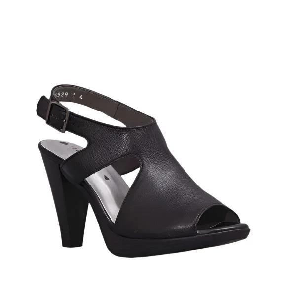 Froggie 12417.371 Ladies Lea Waxy Shoes Black---Fashionable Kitten Heels for Date Night