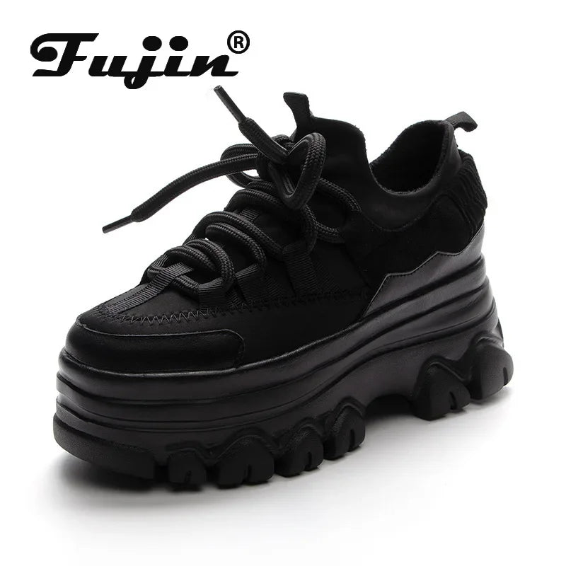 Stylish Platform Heels for Extra Height--Fujin 9cm Platform Wedge Sneakers